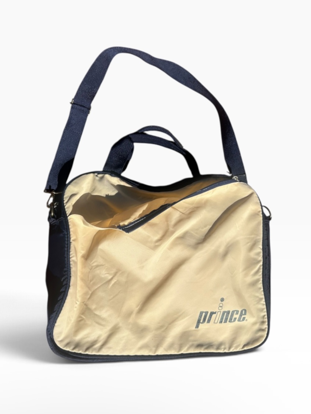 Vintage Cream and Navy Blue Prince Tennis  Shoulder Tote Bag - Picture 3 of 10